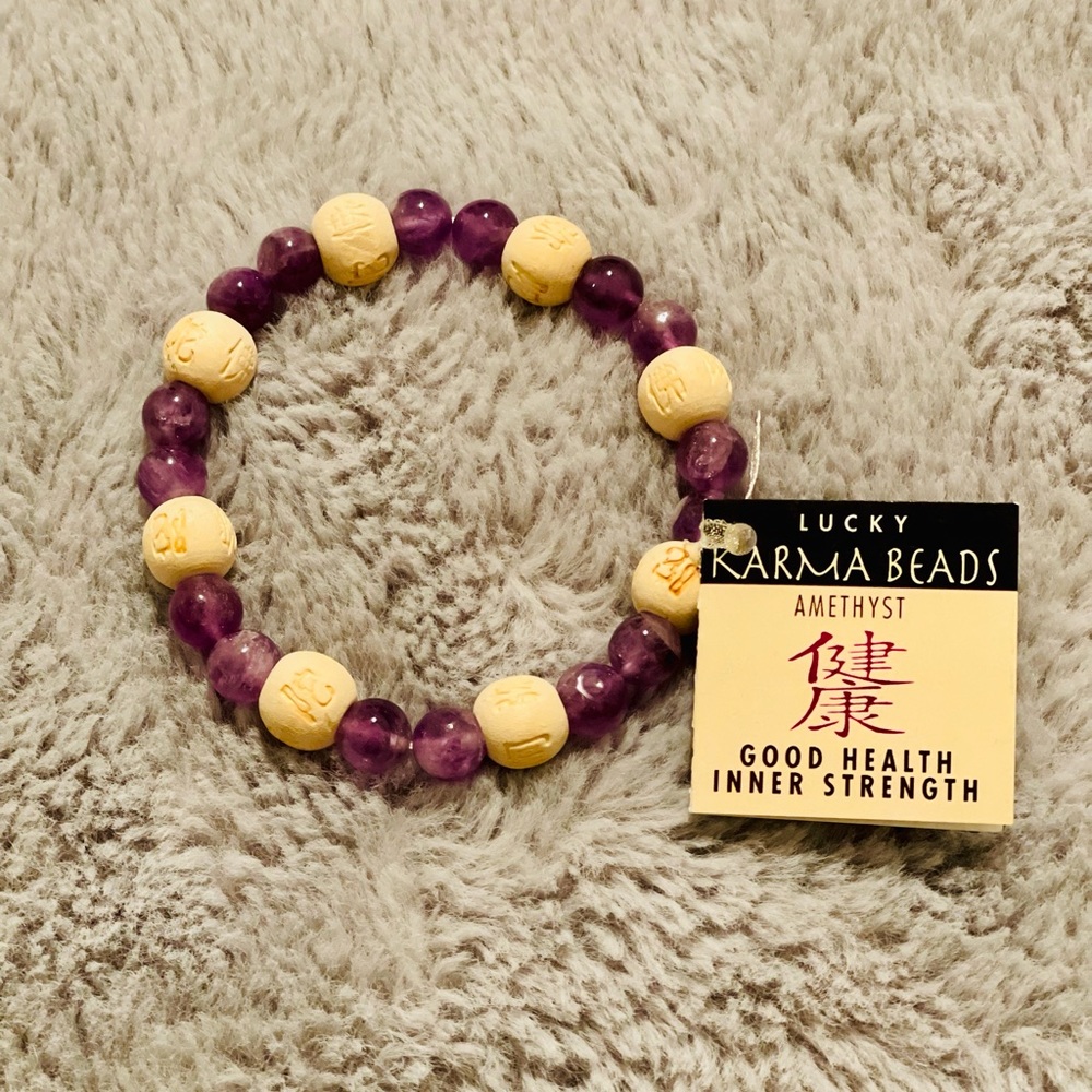 Lucky Karma Beads Amethyst bracelet..one size fits all